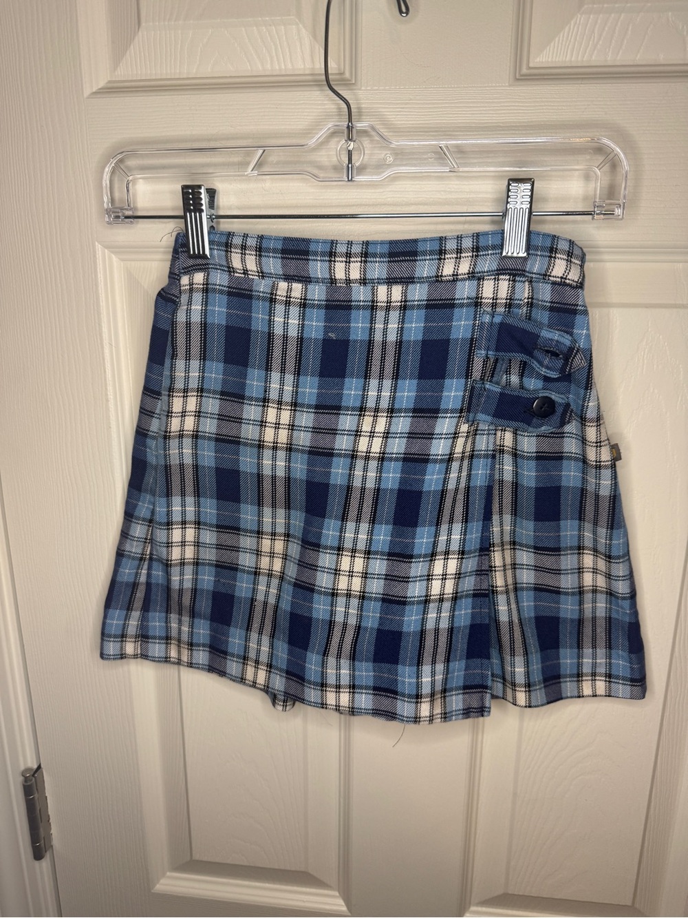Girls Blue Plaid Skort Size G6 Skirt Shorts Preppy School Uniform Style